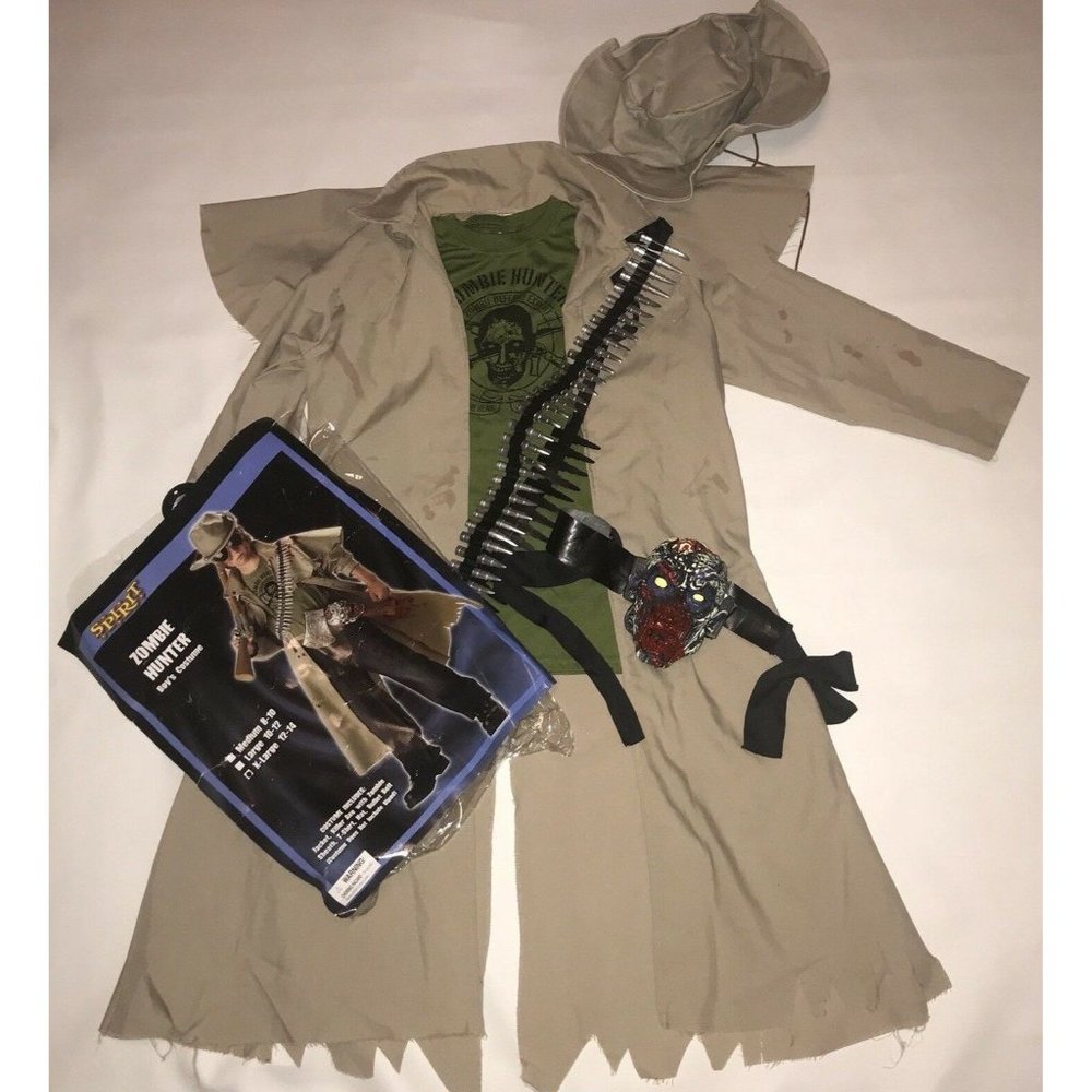 Zombie Hunter Boys Halloween Costume Size XL 12 14 Spirit Jacket Shirt Sheath